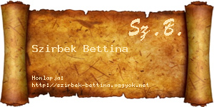 Szirbek Bettina névjegykártya